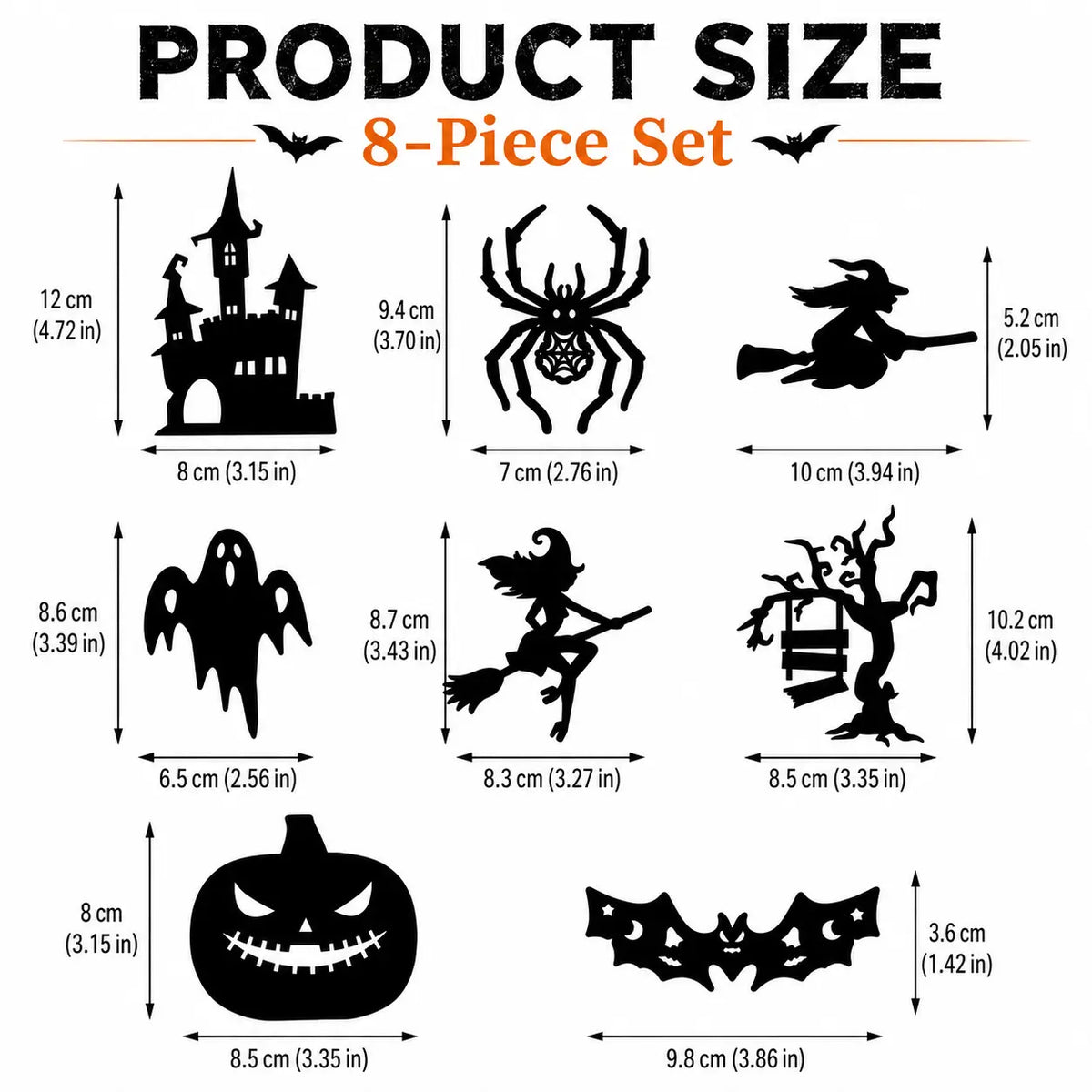 🦇Halloween LED Silhouette Wall Light Stickers, Battery Powered Peel & Stick Decor Lights, No Drill PET Waterproof Wall Decor, Spooky Ghost Pumpkin Witch Bat Castle Spider Tree Ornaments for Home Window Door Party