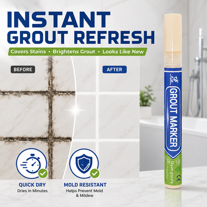 Grout Pen Light Grey Tile Paint Marker: Waterproof Grout Paint, Tile Grout Colorant and Sealer Pen - Light Grey, Narrow 5mm Tip (7mL)