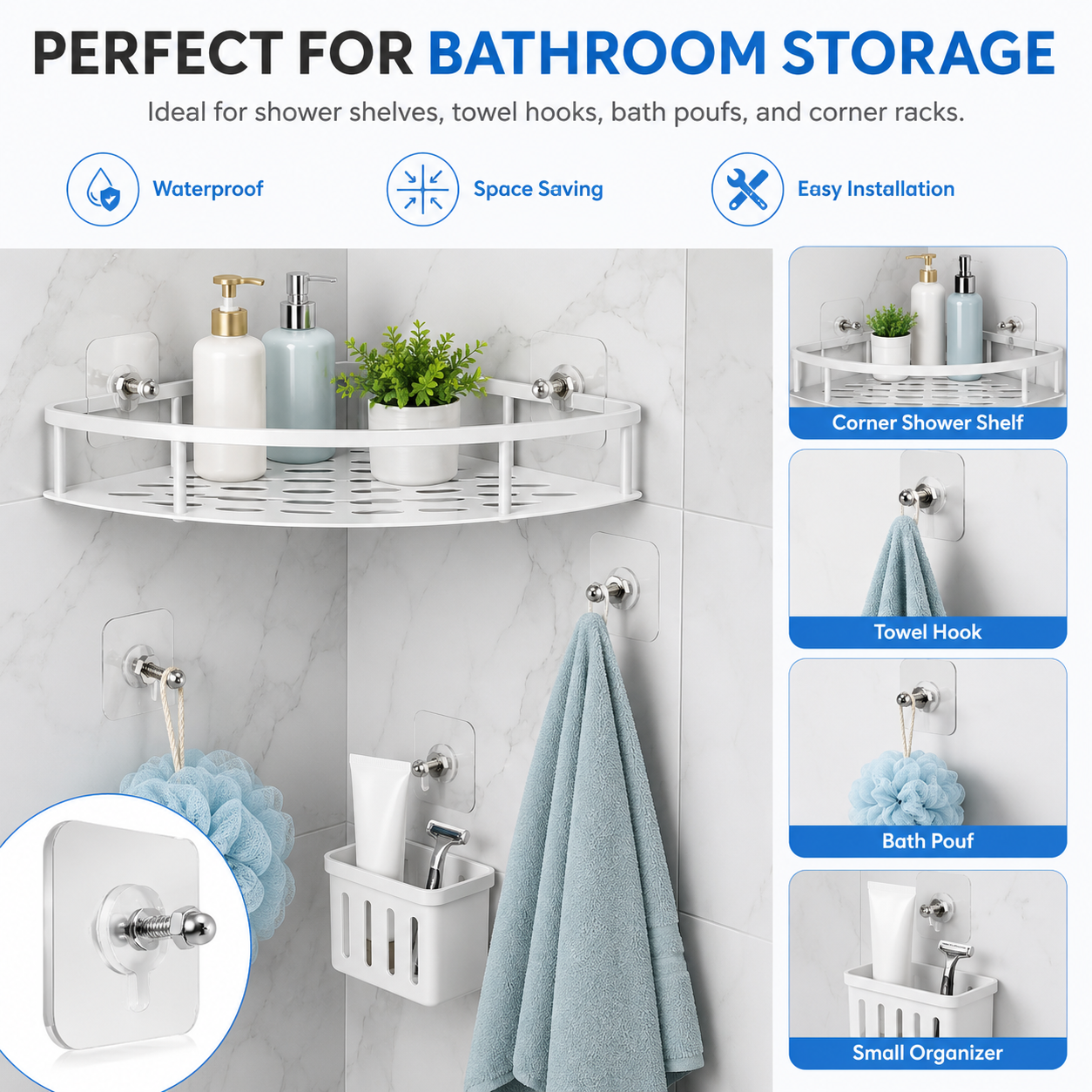 BUY 10 GET 10 FREE 20PCS Adhesive Frame Hooks Wall Mount Self-Adhesive Hooks Suitable for Bathroom and Kitchen Decoration