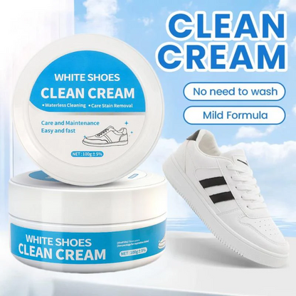 👟Multipurpose No-Wash White Shoe Cleaner Cream with Built-in Sponge for Leather Silicon Car Interiors 160g Mild Formula Gentle Non-Irritating Eco-Friendly