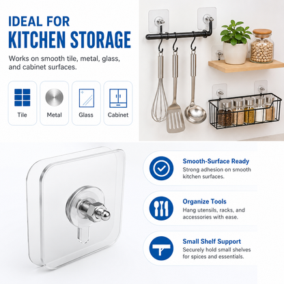 BUY 10 GET 10 FREE 20PCS Adhesive Frame Hooks Wall Mount Self-Adhesive Hooks Suitable for Bathroom and Kitchen Decoration