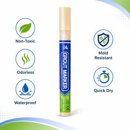 Grout Pen Light Grey Tile Paint Marker: Waterproof Grout Paint, Tile Grout Colorant and Sealer Pen - Light Grey, Narrow 5mm Tip (7mL)