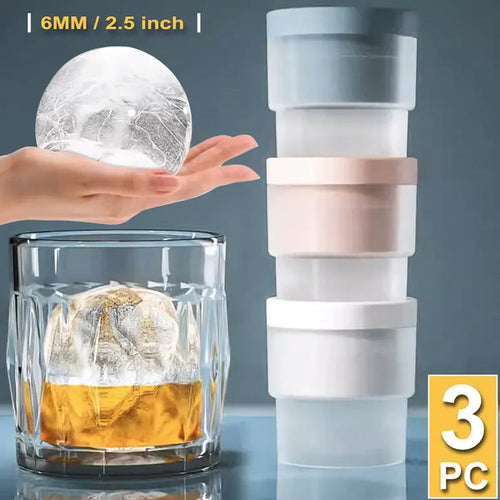 ❄️Ice Ball Maker Mold - Set of 3, Round Ice Cube Mold, 2.4 Inch Sphere Ice Cubes for Whiskey, Cocktails, Bourbon