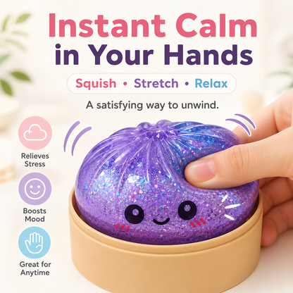 🔥Glitter Dumpling Squishy with Box, Soft Sensory Squeeze Toy for Stress Relief, Mystery Glitter Dumplings, Decompression Dough, Not Blind Box, You Can Choose Your Favorite Color Freely