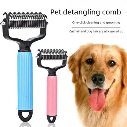 𝗣𝗲𝘁 𝗚𝗿𝗼𝗼𝗺𝗶𝗻𝗴 𝗧𝗼𝗼𝗹, Universal Detangling Comb for Dogs, Stainless Steel Double-Sided Design, Effective Shedding Removal & Matted Hair Tamer, Practical Daily Dog Coat Maintenance Supplies