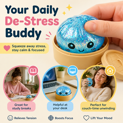 🔥Glitter Dumpling Squishy with Box, Soft Sensory Squeeze Toy for Stress Relief, Mystery Glitter Dumplings, Decompression Dough, Not Blind Box, You Can Choose Your Favorite Color Freely