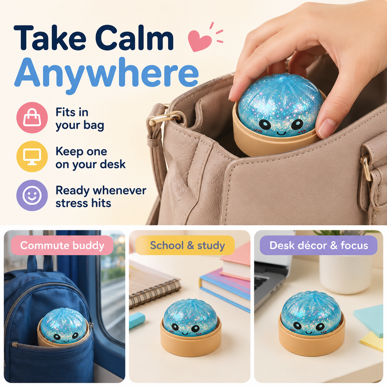 🔥Glitter Dumpling Squishy with Box, Soft Sensory Squeeze Toy for Stress Relief, Mystery Glitter Dumplings, Decompression Dough, Not Blind Box, You Can Choose Your Favorite Color Freely