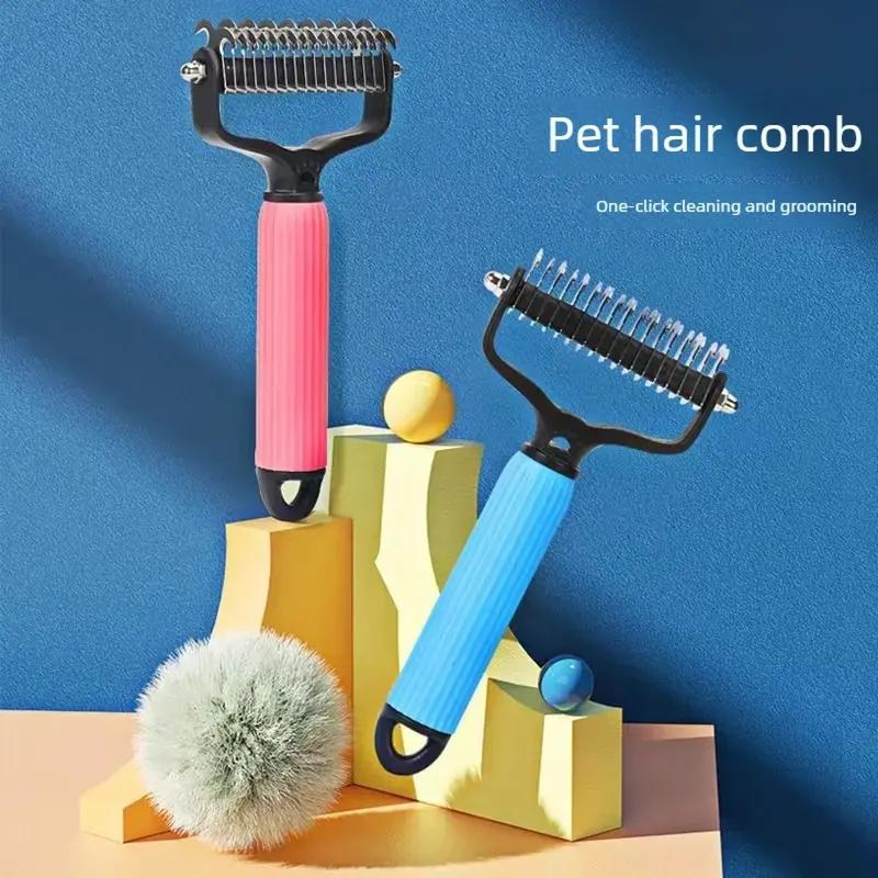 𝗣𝗲𝘁 𝗚𝗿𝗼𝗼𝗺𝗶𝗻𝗴 𝗧𝗼𝗼𝗹, Universal Detangling Comb for Dogs, Stainless Steel Double-Sided Design, Effective Shedding Removal & Matted Hair Tamer, Practical Daily Dog Coat Maintenance Supplies