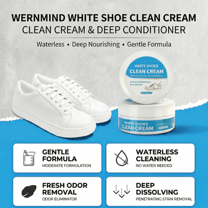 👟Multipurpose No-Wash White Shoe Cleaner Cream with Built-in Sponge for Leather Silicon Car Interiors 160g Mild Formula Gentle Non-Irritating Eco-Friendly