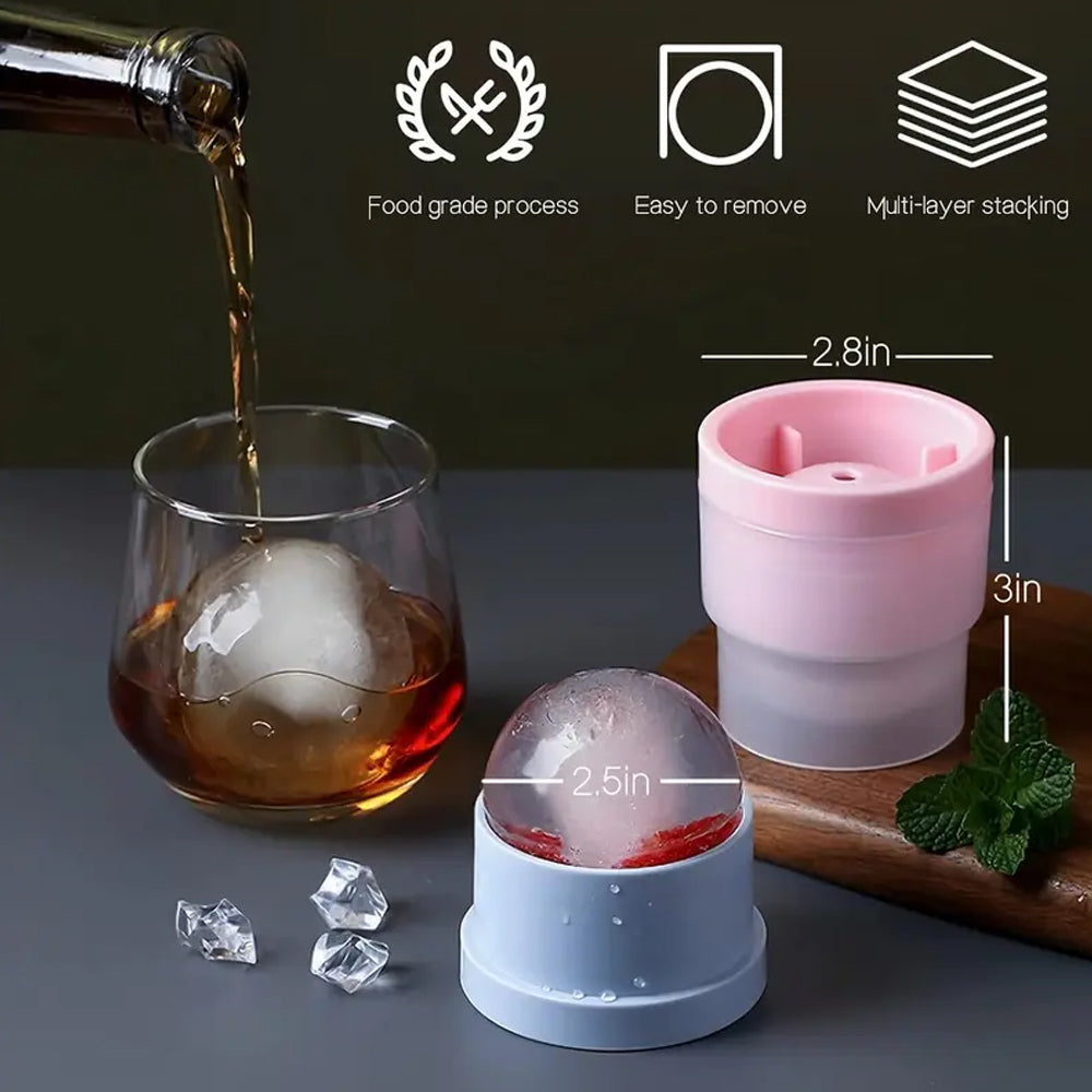 ❄️Ice Ball Maker Mold - Set of 3, Round Ice Cube Mold, 2.4 Inch Sphere Ice Cubes for Whiskey, Cocktails, Bourbon