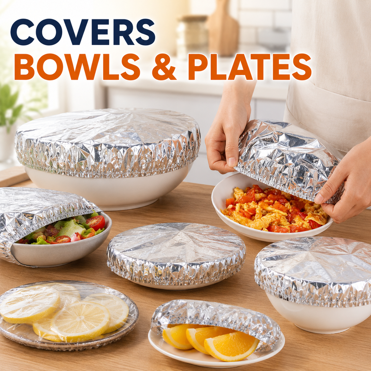 Home dining table & food container aluminum foil heat-retaining cover, kitchen food insulation and freshness keeping, high-quality aluminum foil.