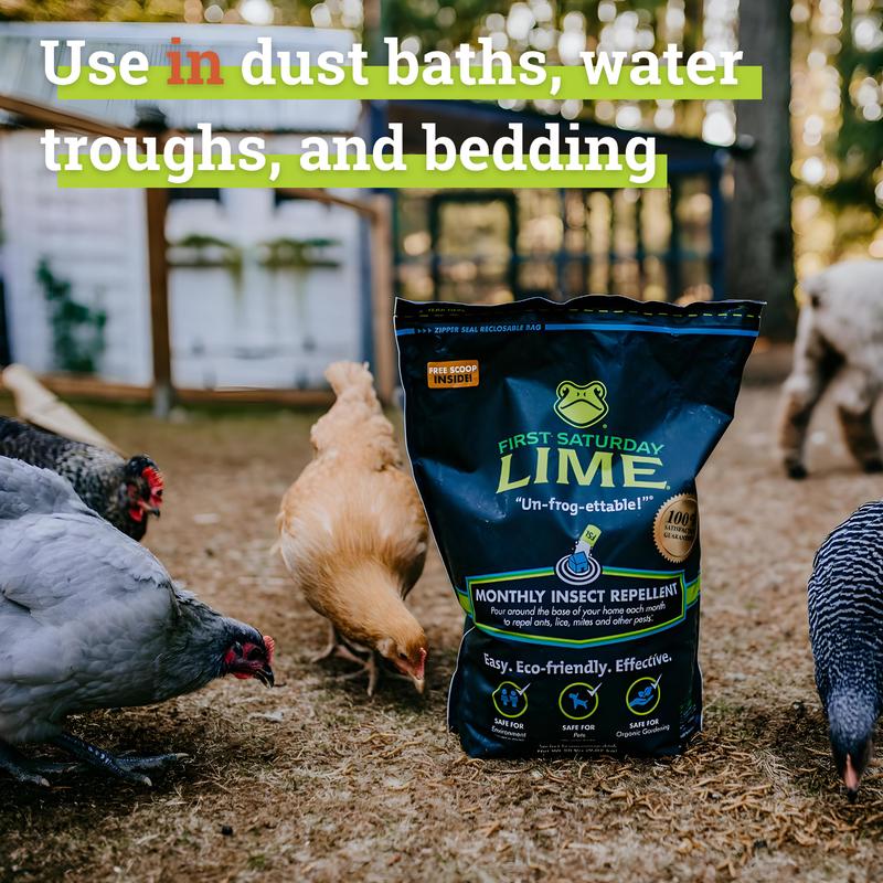 First Saturday Lime Insect Repellent, Multi-Purpose Pet Friendly Pest Control & Deodorizer for Home, Garden, Yard & Chicken Coop