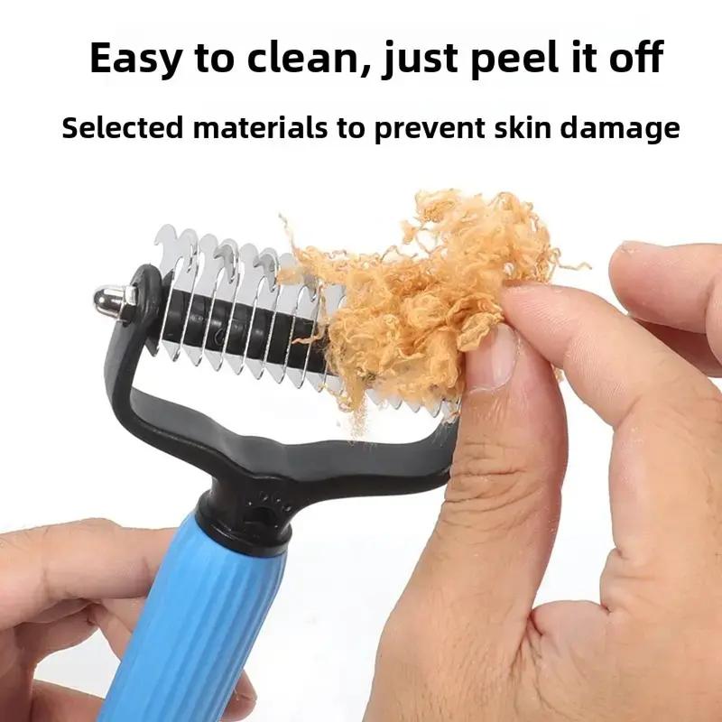 𝗣𝗲𝘁 𝗚𝗿𝗼𝗼𝗺𝗶𝗻𝗴 𝗧𝗼𝗼𝗹, Universal Detangling Comb for Dogs, Stainless Steel Double-Sided Design, Effective Shedding Removal & Matted Hair Tamer, Practical Daily Dog Coat Maintenance Supplies