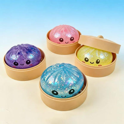 🔥Glitter Dumpling Squishy with Box, Soft Sensory Squeeze Toy for Stress Relief, Mystery Glitter Dumplings, Decompression Dough, Not Blind Box, You Can Choose Your Favorite Color Freely
