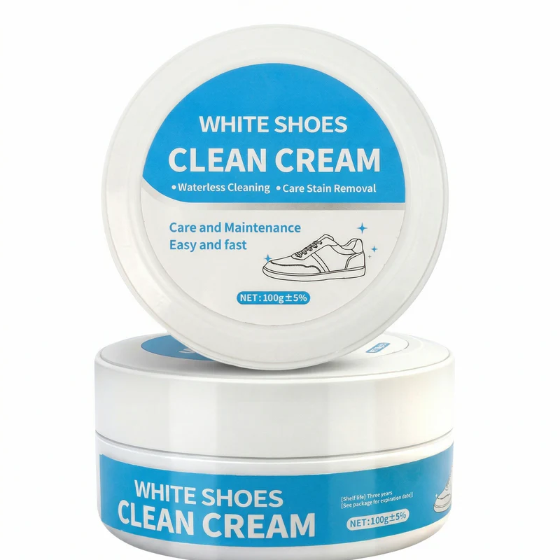 👟Multipurpose No-Wash White Shoe Cleaner Cream with Built-in Sponge for Leather Silicon Car Interiors 160g Mild Formula Gentle Non-Irritating Eco-Friendly