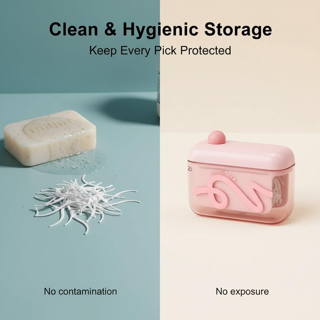 Travel-sized storage case - features an automatic pop-up dispenser, portable and refillable, perfect for oral care at home, in restaurants, and while traveling.