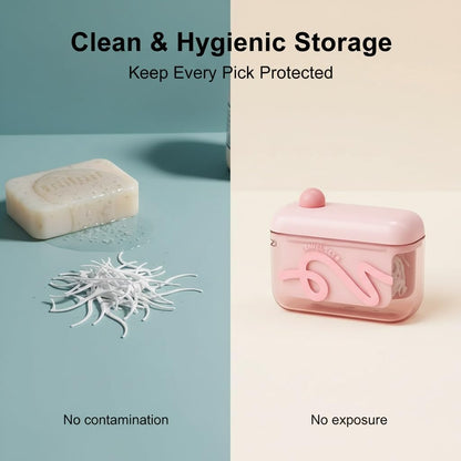 Travel-sized storage case - features an automatic pop-up dispenser, portable and refillable, perfect for oral care at home, in restaurants, and while traveling.