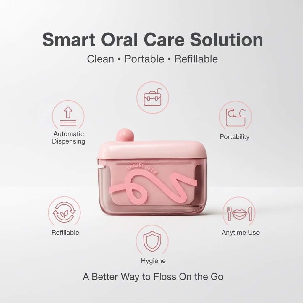Travel-sized storage case - features an automatic pop-up dispenser, portable and refillable, perfect for oral care at home, in restaurants, and while traveling.