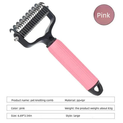 𝗣𝗲𝘁 𝗚𝗿𝗼𝗼𝗺𝗶𝗻𝗴 𝗧𝗼𝗼𝗹, Universal Detangling Comb for Dogs, Stainless Steel Double-Sided Design, Effective Shedding Removal & Matted Hair Tamer, Practical Daily Dog Coat Maintenance Supplies