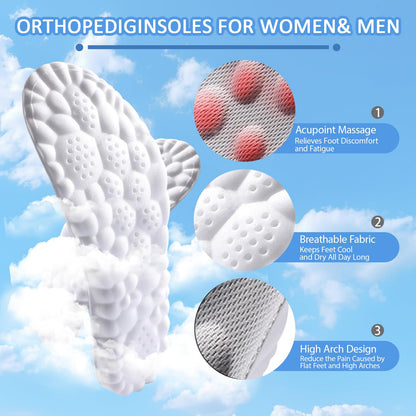 4D Cloud Insoles for Men and Women, Memory Foam Cloud Insoles Super Soft Anti-Fatigue, Shock Absorption, Relieve Foot Pain