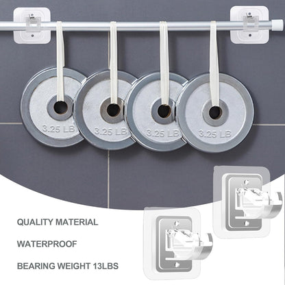 Self Adhesive No Drill Adjustable Curtain Rod Holder Hooks Brackets, Nail Free, No Drilling Hangers for Bathroom, Kitchen, Home, Bathroom and Hotel, Transparent