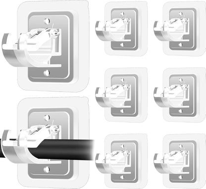 Self Adhesive No Drill Adjustable Curtain Rod Holder Hooks Brackets, Nail Free, No Drilling Hangers for Bathroom, Kitchen, Home, Bathroom and Hotel, Transparent