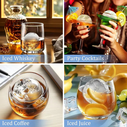 ❄️Ice Ball Maker Mold - Set of 3, Round Ice Cube Mold, 2.4 Inch Sphere Ice Cubes for Whiskey, Cocktails, Bourbon