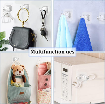 Self Adhesive No Drill Adjustable Curtain Rod Holder Hooks Brackets, Nail Free, No Drilling Hangers for Bathroom, Kitchen, Home, Bathroom and Hotel, Transparent