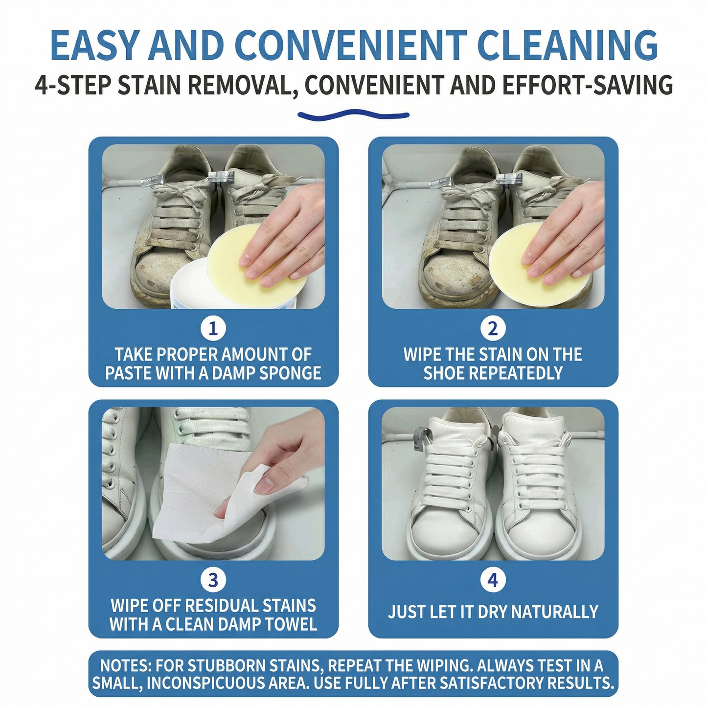 👟Multipurpose No-Wash White Shoe Cleaner Cream with Built-in Sponge for Leather Silicon Car Interiors 160g Mild Formula Gentle Non-Irritating Eco-Friendly