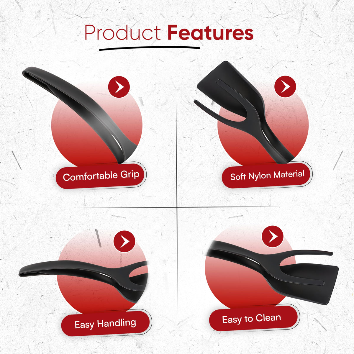 Non-Stick 2-in-1 Grip & Flip Kitchen Tongs for Pancakes, Fish, Eggs, and More – Heat Resistant Cooking Tool (Black)