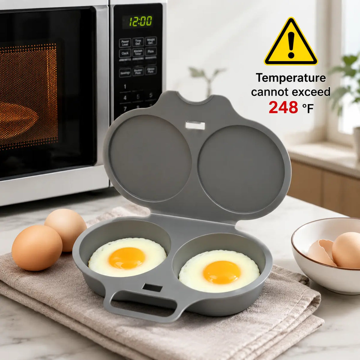 Easy to Clean Microwave Egg Steamer Mold BPA‑Free,Food‑Grade Plastic PP Material - Non-Stick,2 Cup Round Egg Maker, Perfect Shape, Quick Prep, Healthy Cooking Gadget for Kitchens, Easy Egg Cooker Home Egg Boiler Dishwasher-safe Omelette Maker (Dark Gray)