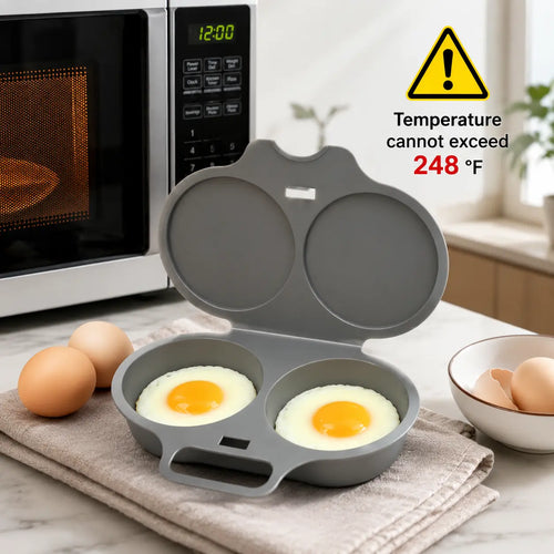 Easy to Clean Microwave Egg Steamer Mold BPA‑Free,Food‑Grade Plastic PP Material - Non-Stick,2 Cup Round Egg Maker, Perfect Shape, Quick Prep, Healthy Cooking Gadget for Kitchens, Easy Egg Cooker Home Egg Boiler Dishwasher-safe Omelette Maker (Dark Gray)