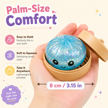🔥Glitter Dumpling Squishy with Box, Soft Sensory Squeeze Toy for Stress Relief, Mystery Glitter Dumplings, Decompression Dough, Not Blind Box, You Can Choose Your Favorite Color Freely