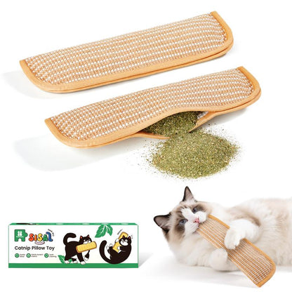 🐱Interactive Catnip Chew Toy with [6000mg A+ Organic Catnip], Soft Sisal Material Scratching and Kicker Cat Toys for Indoor Kittens, Drives Bored Cats Crazy with Fun