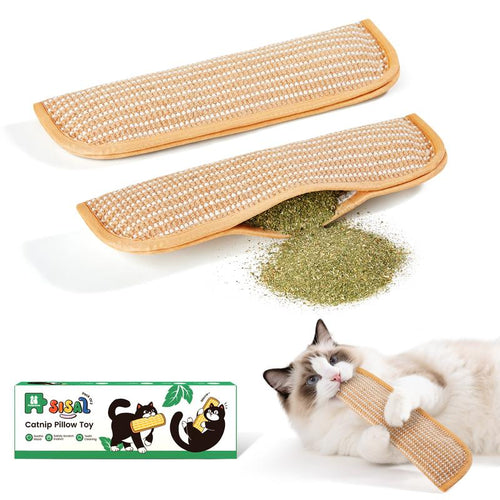 🐱Interactive Catnip Chew Toy with [6000mg A+ Organic Catnip], Soft Sisal Material Scratching and Kicker Cat Toys for Indoor Kittens, Drives Bored Cats Crazy with Fun