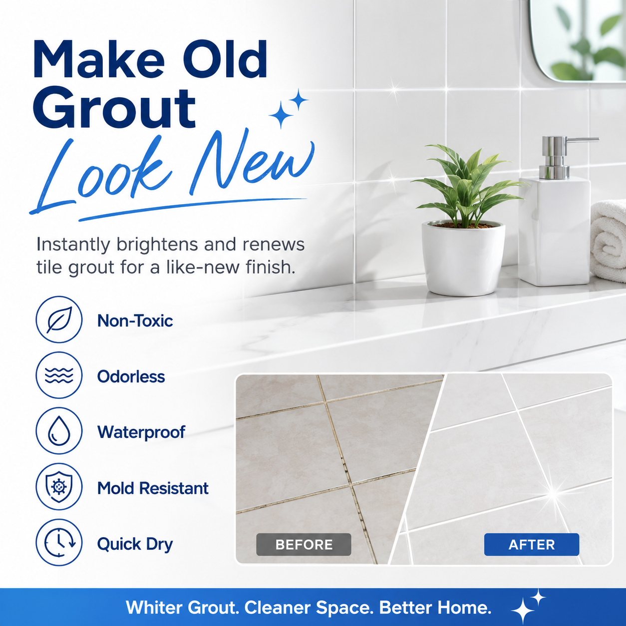 Grout Pen Light Grey Tile Paint Marker: Waterproof Grout Paint, Tile Grout Colorant and Sealer Pen - Light Grey, Narrow 5mm Tip (7mL)